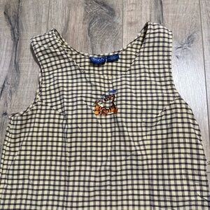 VTG Disney Winnie the Pooh Plaid Sleeveless jumper Dress with Embroidered tigger